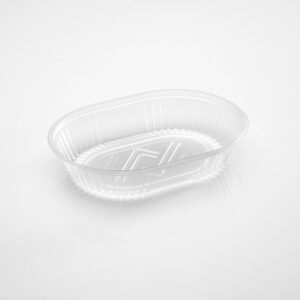 Bandeja PP ovalada, Micro (#105)23,2x17x4,5cm. 50 unidades, precio unitario $8,90
