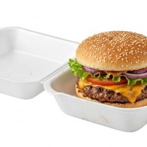 Portacomida de espuma con tapa, hamburguesa 14cm x 12.5cm x 7.5, 100 unidades precio unitario $ 2,70