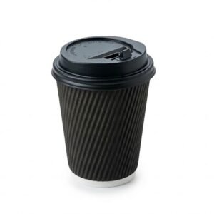 Vaso de Polipapel Doble pared Negro con Tapa  240ml Paq. 50 unid. Precio unitario $9,40